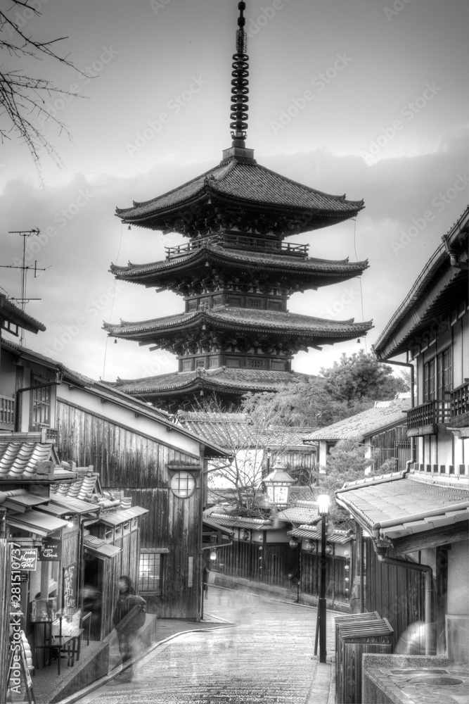 Exterior view of Toji temple against cloudy sky Exterior view of Toji temple against cloudy sky