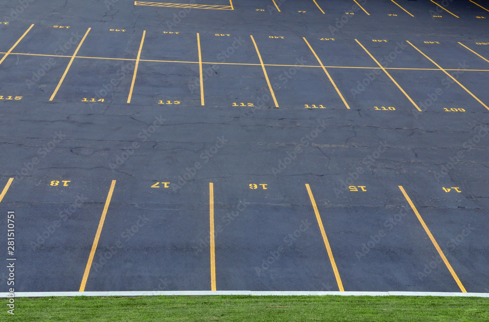 Empty parking lot with yellow lines and numbers Stock Photo Adobe Stock