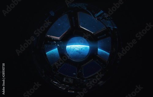 Fototapeta Naklejka Na Ścianę i Meble -  ISS station on orbit of the Earth planet. Elements of this image furnished by NASA