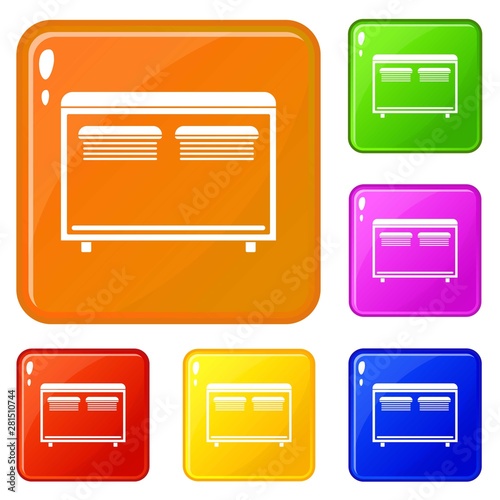 Home equipment for heating icons set collection vector 6 color isolated on white background