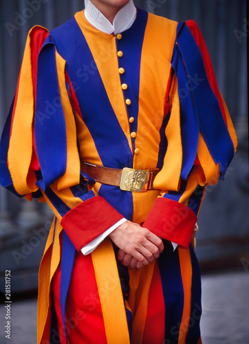 Midsection of pontifical Swiss guard standing outdoors