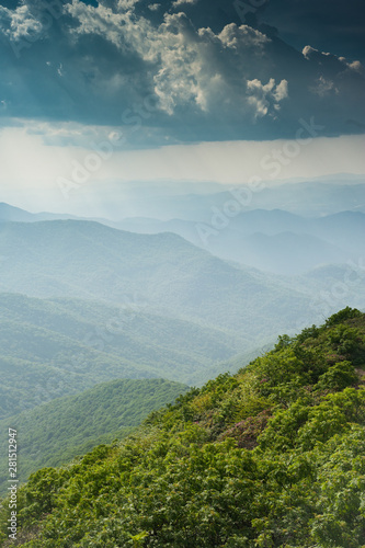 View from Craggy Gardens in Asheville  NC near the Great Smoky Mountains National Park showing the layers of the Appalachian mountains.