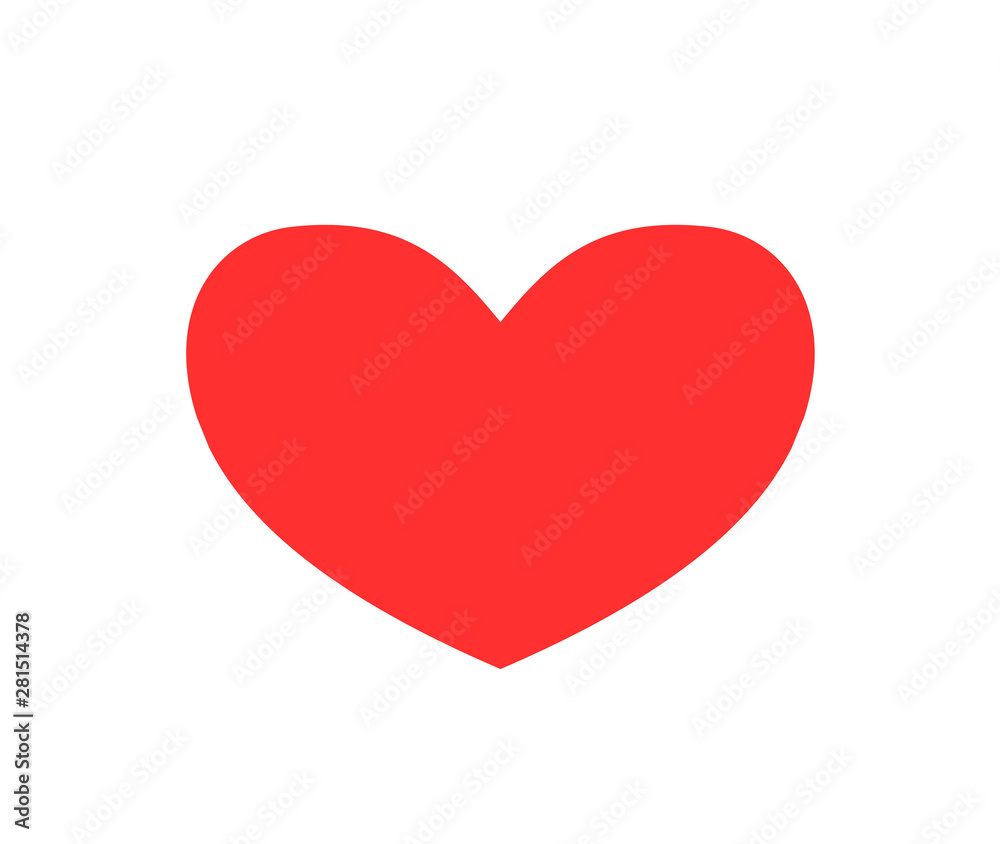 Red heart sign isolated on white. Valentines day icon. Hand drawn shape. Vector illustration Red heart sign isolated on white. Valentines day icon. Hand drawn shape. Vector illustration
