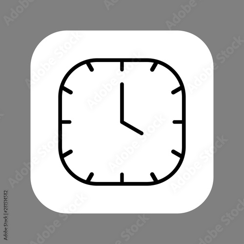 Clock line icon isolated on grey background. Black and white simple watches. Time concept. Vector illustration
