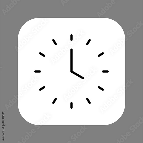 Clock line icon isolated on grey background. Black and white simple watches. Time concept. Vector illustration