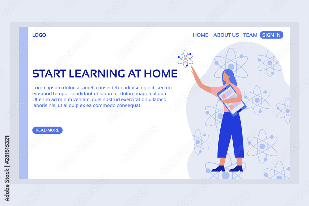 Online education web page concepts. Web page design templates of start learning at home. Modern vector illustration designs for website development. Online education web page concepts. Web page design templates of start learning at home. Modern vector illustration designs for website development.