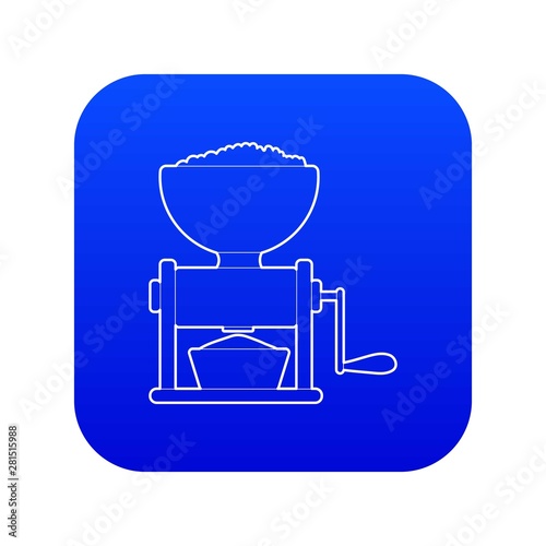 Meat grinder icon blue vector isolated on white background