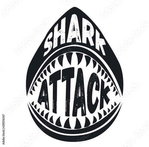 Shark attack sign on white background