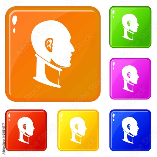 Cervical collar icons set collection vector 6 color isolated on white background