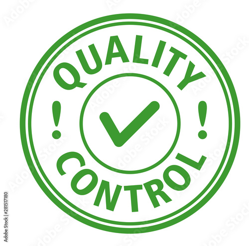 Quality control sign on white background