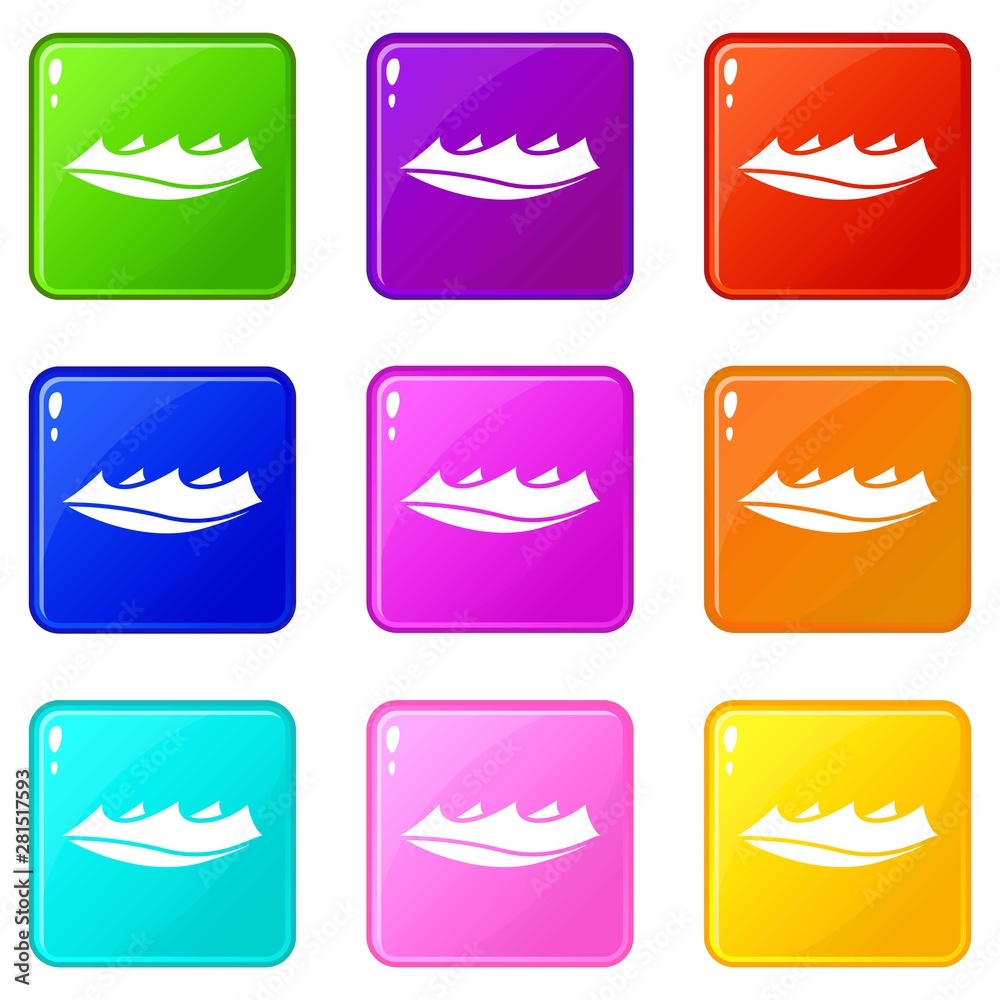 Small wave icons set 9 color collection isolated on white for any design Small wave icons set 9 color collection isolated on white for any design