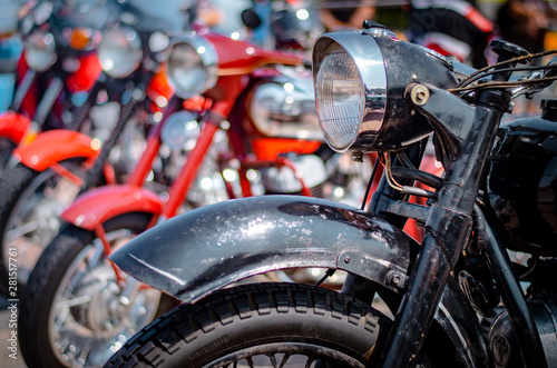 fUlyanovsk, Russia - July 27, 2019. ragment of a vintage motorcycle