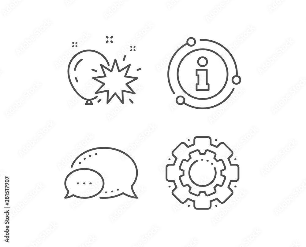 Balloon dart line icon. Chat bubble, info sign elements. Amusement park sign. Pop the balloon symbol. Linear balloon dart outline icon. Information bubble. Vector