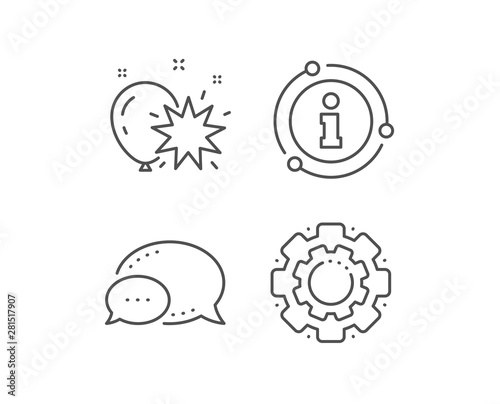 Balloon dart line icon. Chat bubble, info sign elements. Amusement park sign. Pop the balloon symbol. Linear balloon dart outline icon. Information bubble. Vector