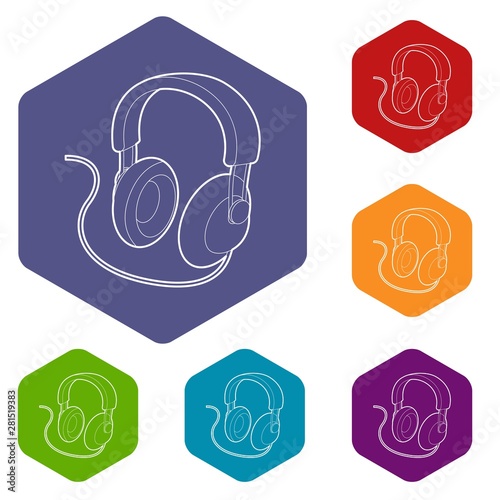 Headset icon. Outline illustration of headset vector icon for web design