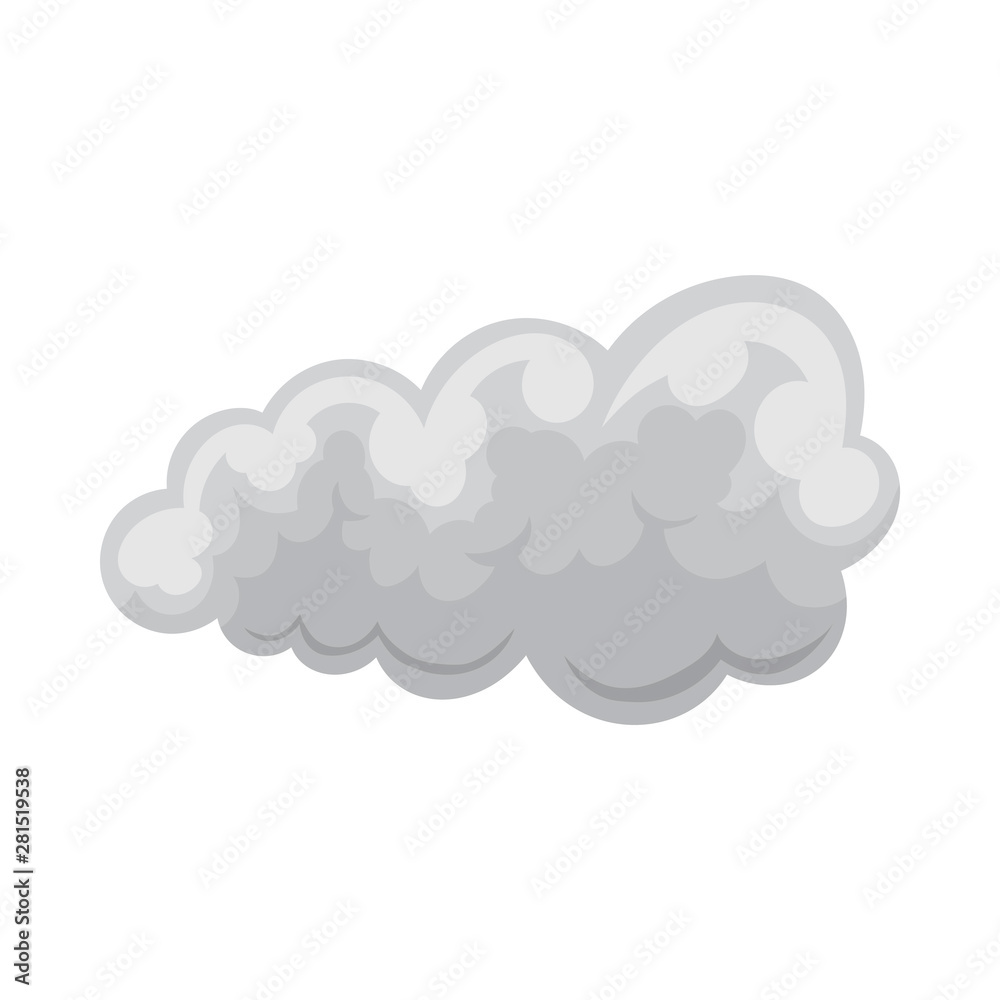 Clouds and clouds icon in cartoon and flat style. Isolated object. Vector illustration.