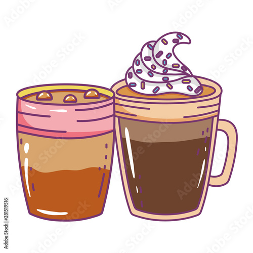 Isolated iced coffee glass vector design