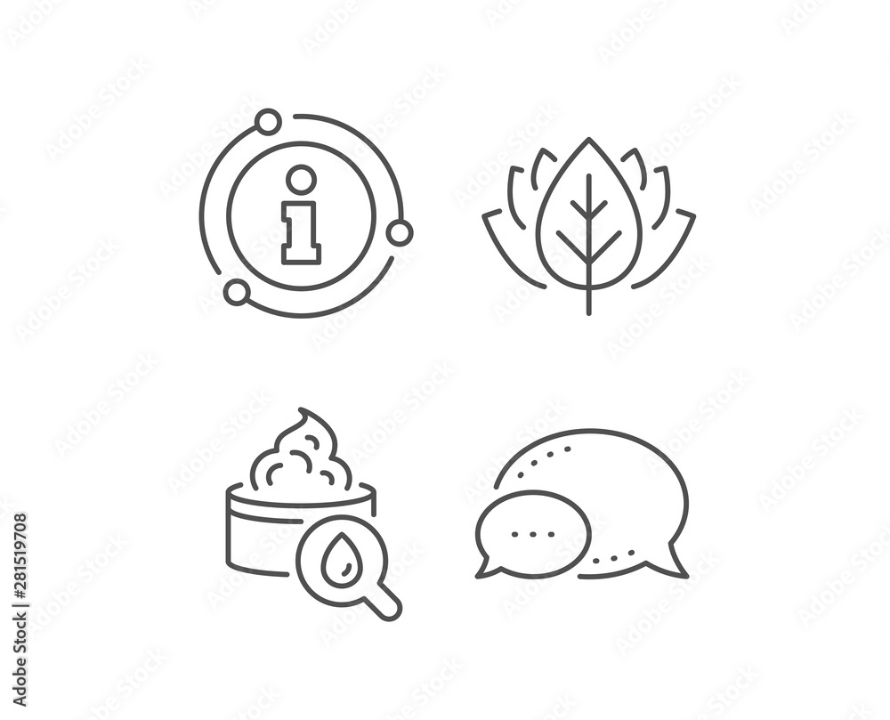 Moisturizing face cream line icon. Chat bubble, info sign elements. Skin care sign. Cosmetic lotion symbol. Linear moisturizing cream outline icon. Information bubble. Vector Moisturizing face cream line icon. Chat bubble, info sign elements. Skin care sign. Cosmetic lotion symbol. Linear moisturizing cream outline icon. Information bubble. Vector