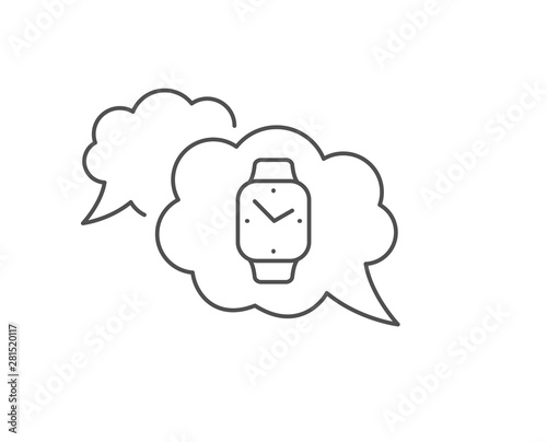 Digital time line icon. Chat bubble design. Clock sign. Smartwatch symbol. Outline concept. Thin line smartwatch icon. Vector