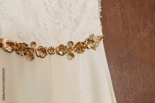 Vászonkép Detail of the texture of a white wedding dress.