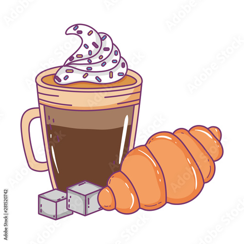 Isolated iced coffee glass vector design