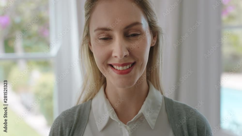 portrait beautiful woman smiling looking happy at home feeling positive confident female beauty self image testimonial concept 4k footage portrait beautiful woman smiling looking happy at home feeling positive confident female beauty self image testimonial concept 4k footage
