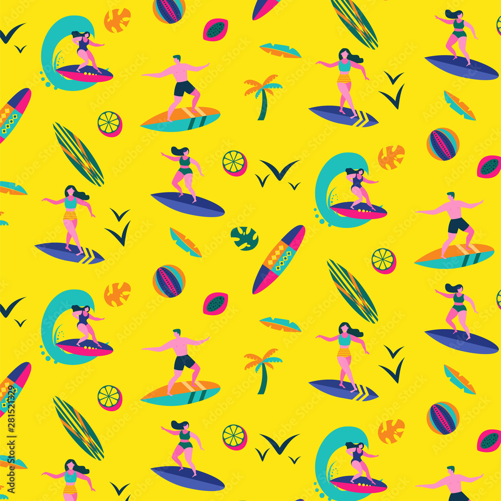 Surfing pattern seamless design graphic Surfing pattern seamless design graphic