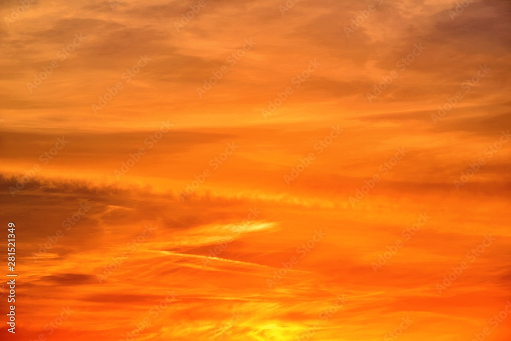 Sunset; Golden sky with high clouds