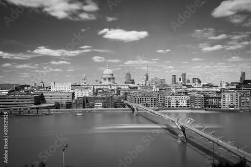 Black and white cityscape of London, United Kingdom