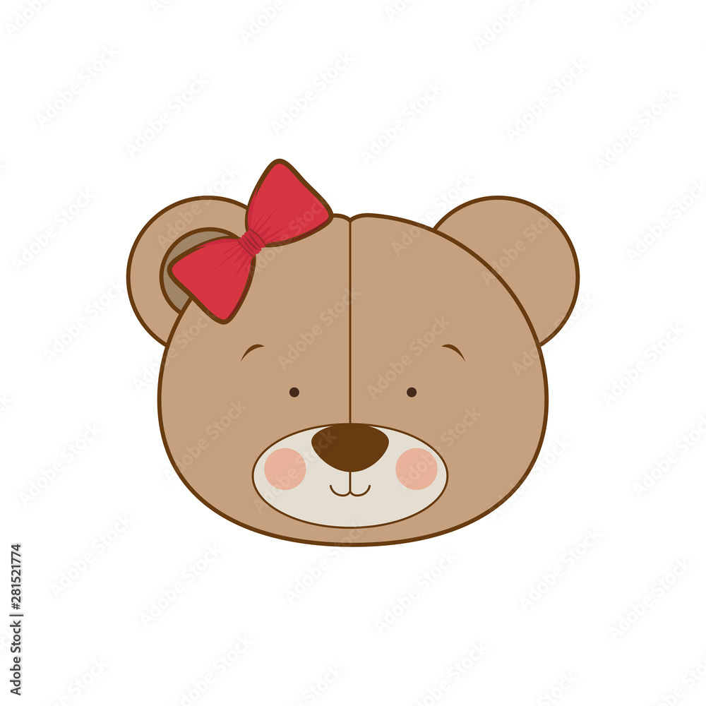 head of cute bear on white background head of cute bear on white background