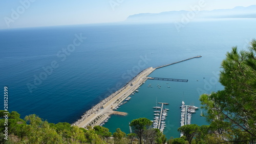 Town of Castellammare del Golfo, Province of Trapani, Sicily. Early in the morning, this a partial view of the harbor.