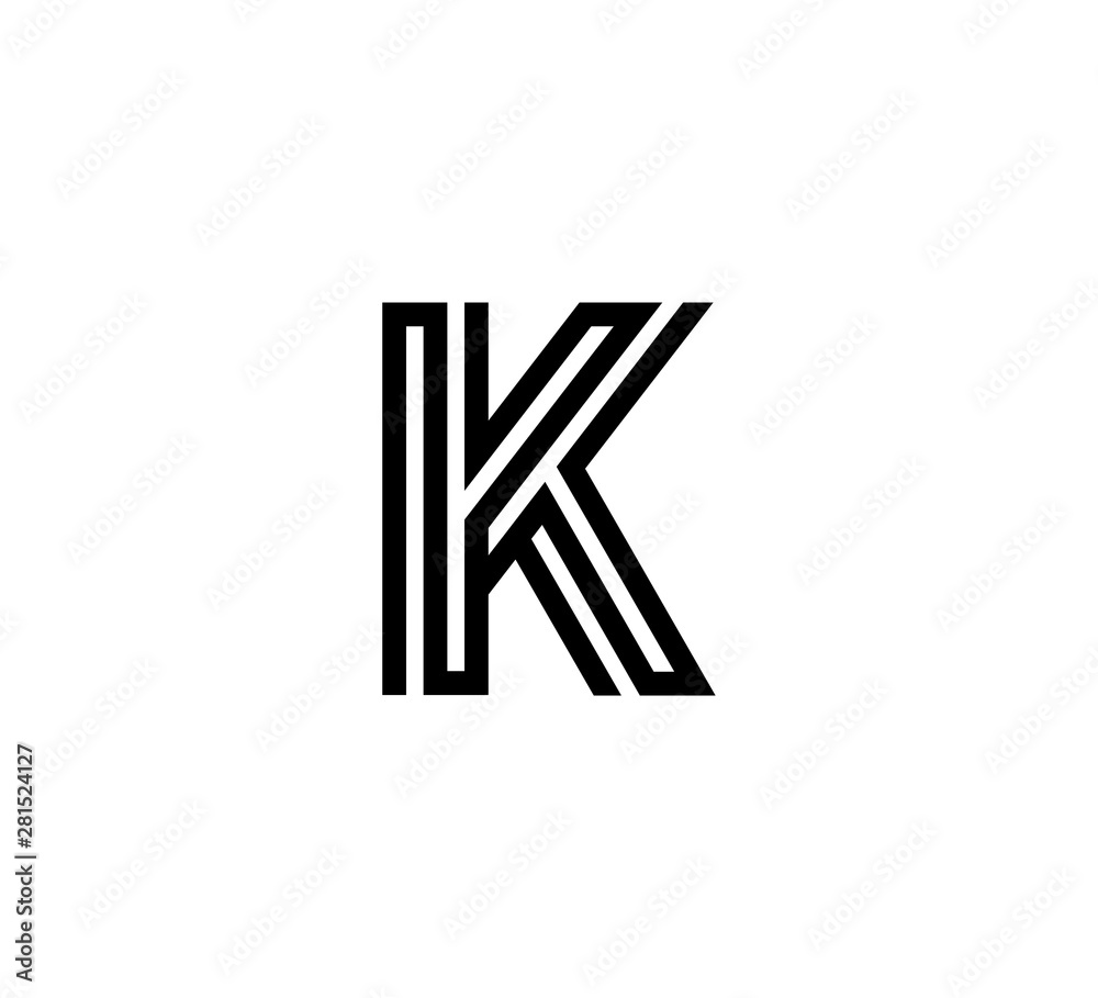 Initial letter black line shape logo vector K Initial letter black line shape logo vector K