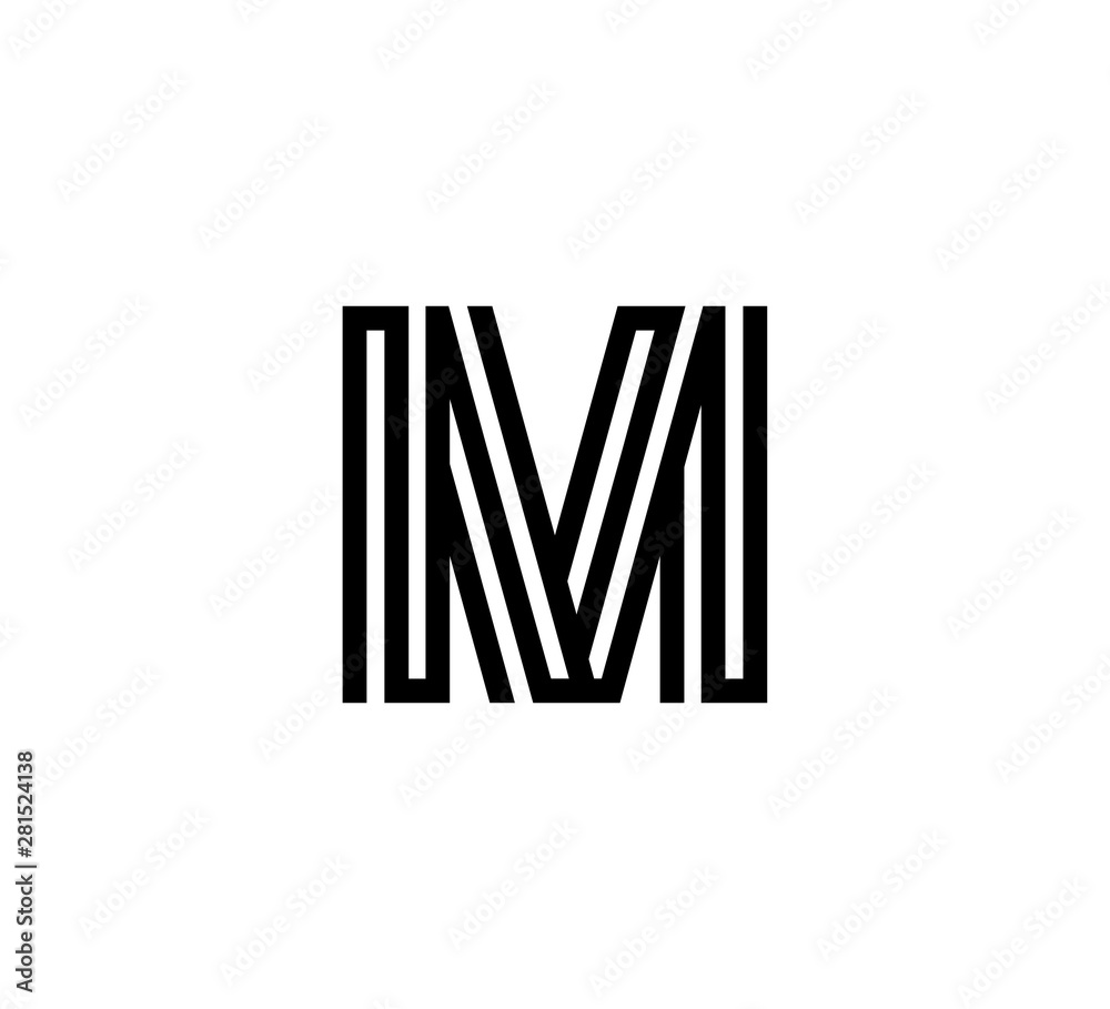 Initial letter black line shape logo vector M Initial letter black line shape logo vector M