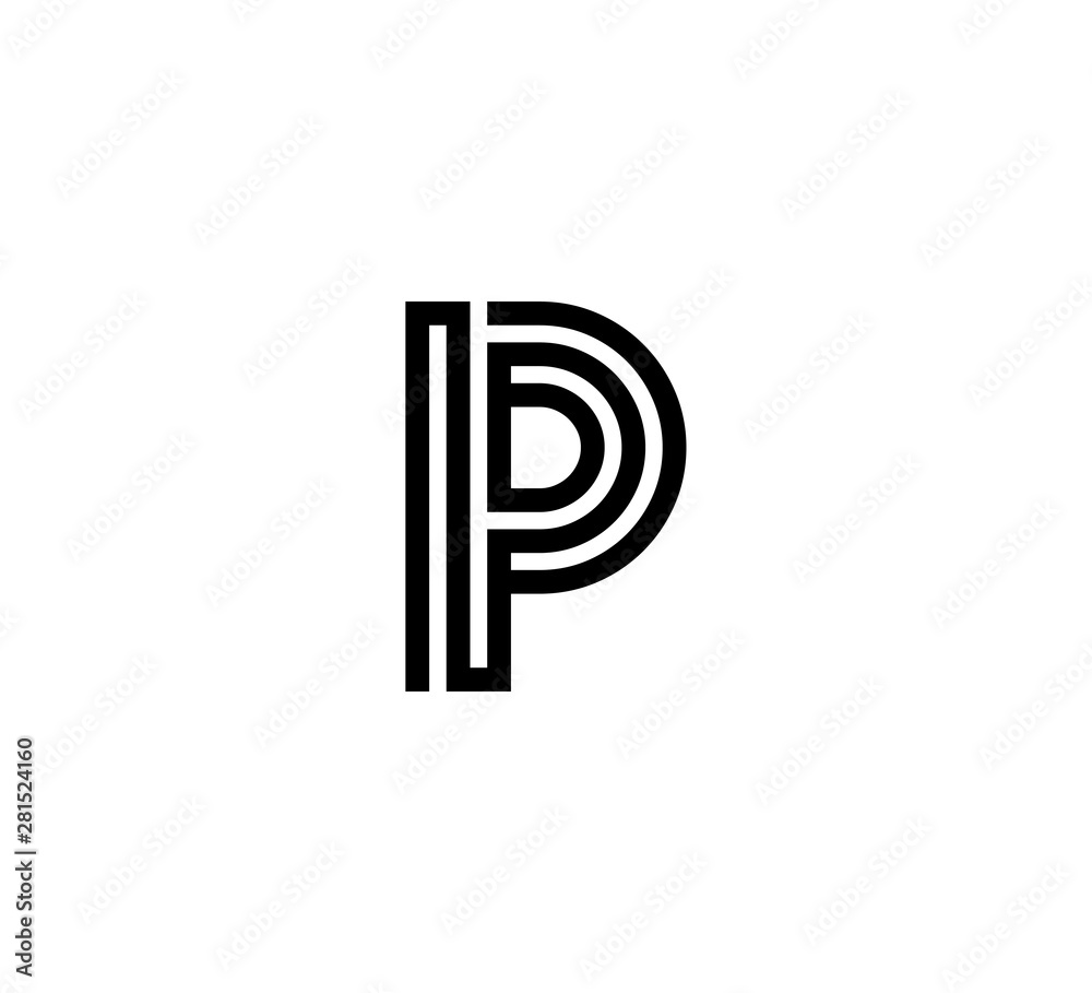 Initial letter black line shape logo vector P Initial letter black line shape logo vector P