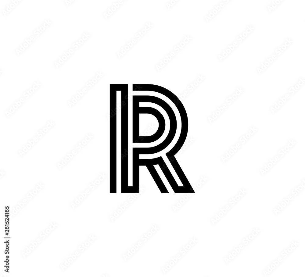 Initial letter black line shape logo vector R Initial letter black line shape logo vector R