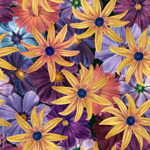 Seamless watercolor exotic floral pattern. Seamless watercolor pattern for design.