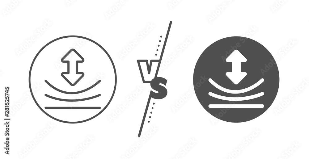 Elastic material sign. Versus concept. Resilience line icon. Line vs classic resilience icon. Vector