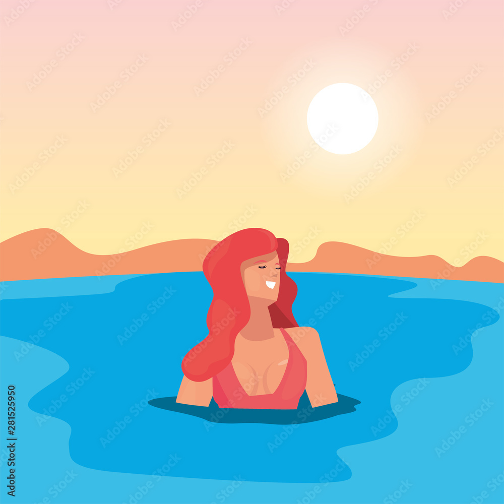 woman summer time vacations design