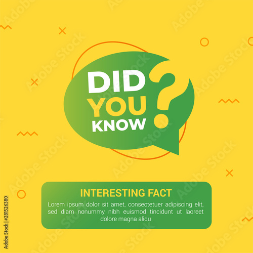 Did you know with big question mark and green speech bubble on yellow background