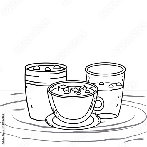 Coffee cup and glass vector design