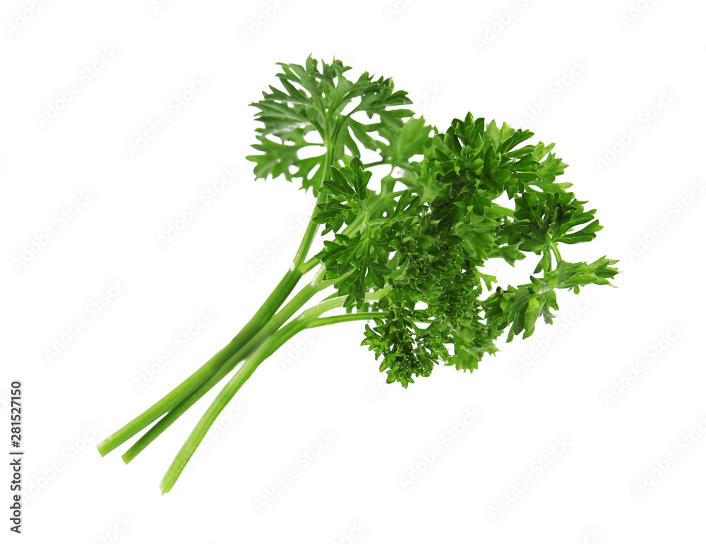 Fresh green organic parsley on white background Fresh green organic parsley on white background