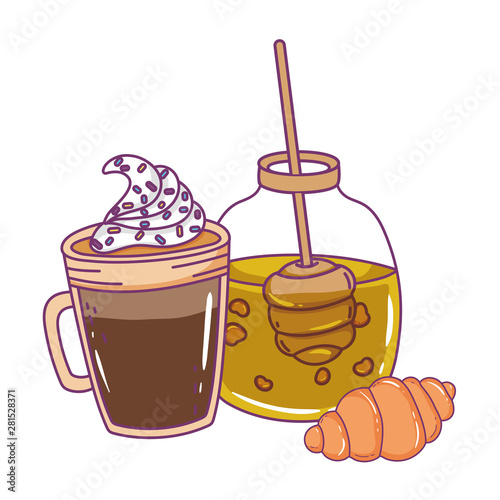 Isolated iced coffee and honey vector design