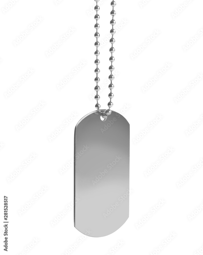Fototapeta premium Blank military ID tag isolated on white
