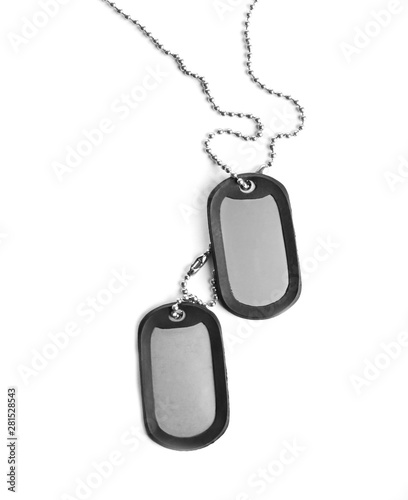 Blank military ID tags isolated on white