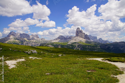 Jagged mountain and deep valley of the Monte piana photo