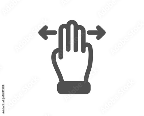 Slide arrow sign. Multitasking gesture icon. Swipe action symbol. Classic flat style. Simple multitasking gesture icon. Vector