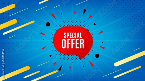 Special offer badge. Discount banner shape. Sale coupon bubble icon. Abstract background. Modern concept design. Banner with offer badge. Vector