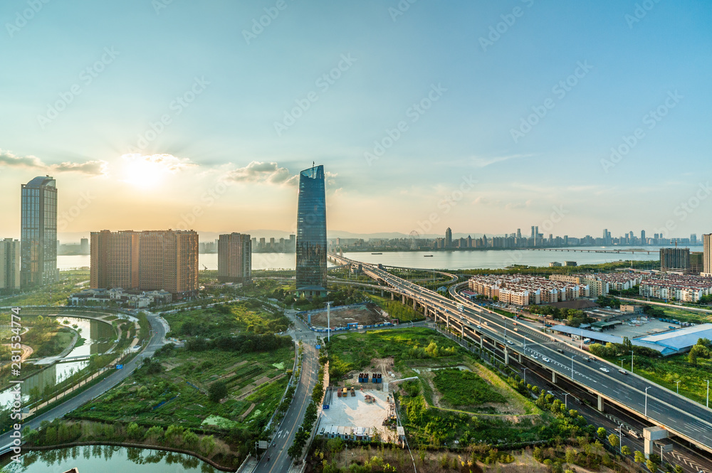 Fototapeta premium aerial view of city