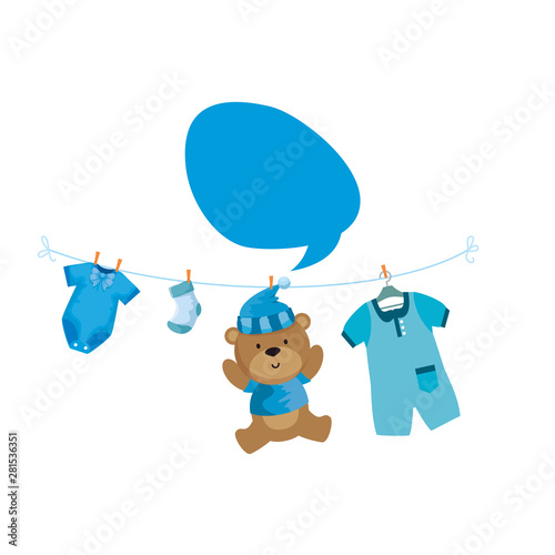baby shower card with little bear teddy
