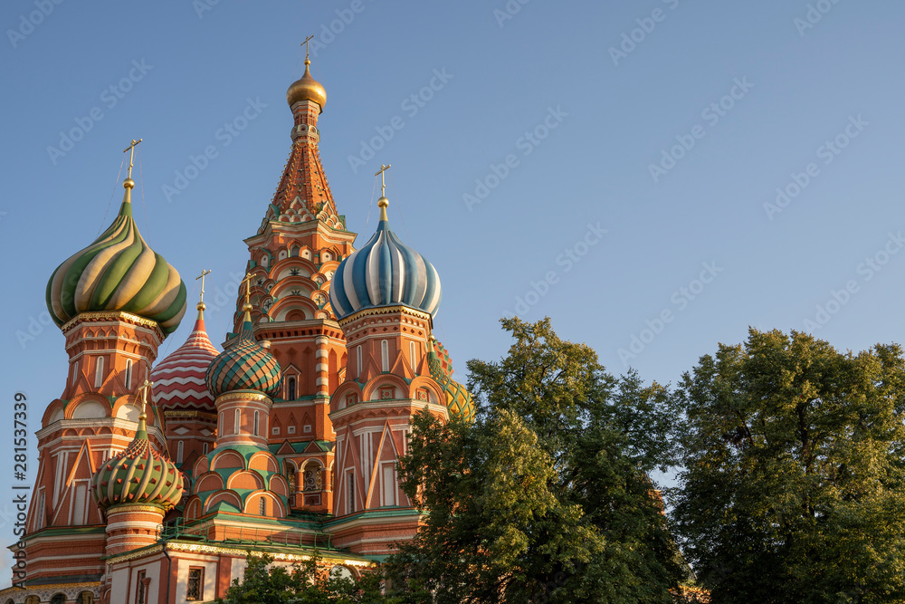 Moscow, Russia summer day. View of the St. Basil's Cathedral in Moscow on Red Square.